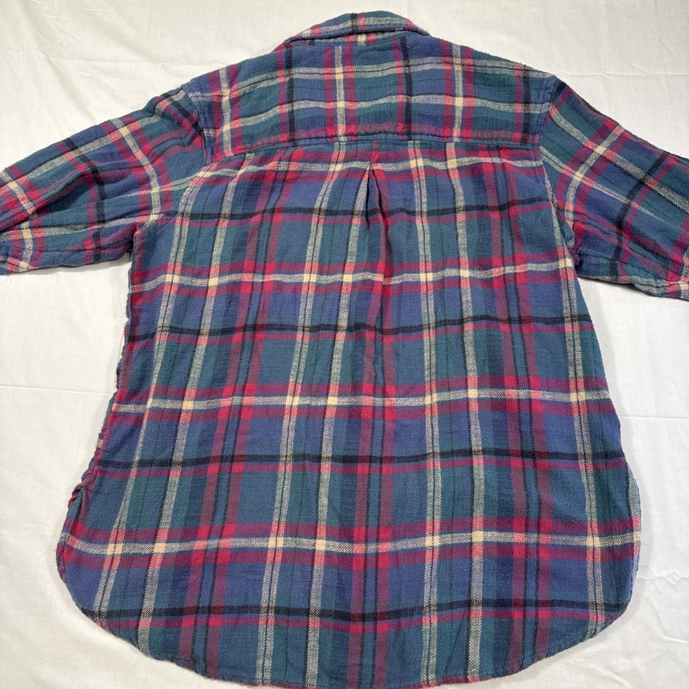 FLANNEL SHIRT American Eagle Boyfriend PINK Plaid  Women Medium Boho CABINCORE - Picture 7 of 8